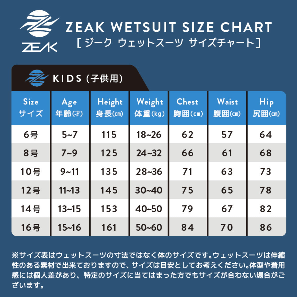 ZEAK子供用 長袖 タッパー (2mm) ウエットスーツ