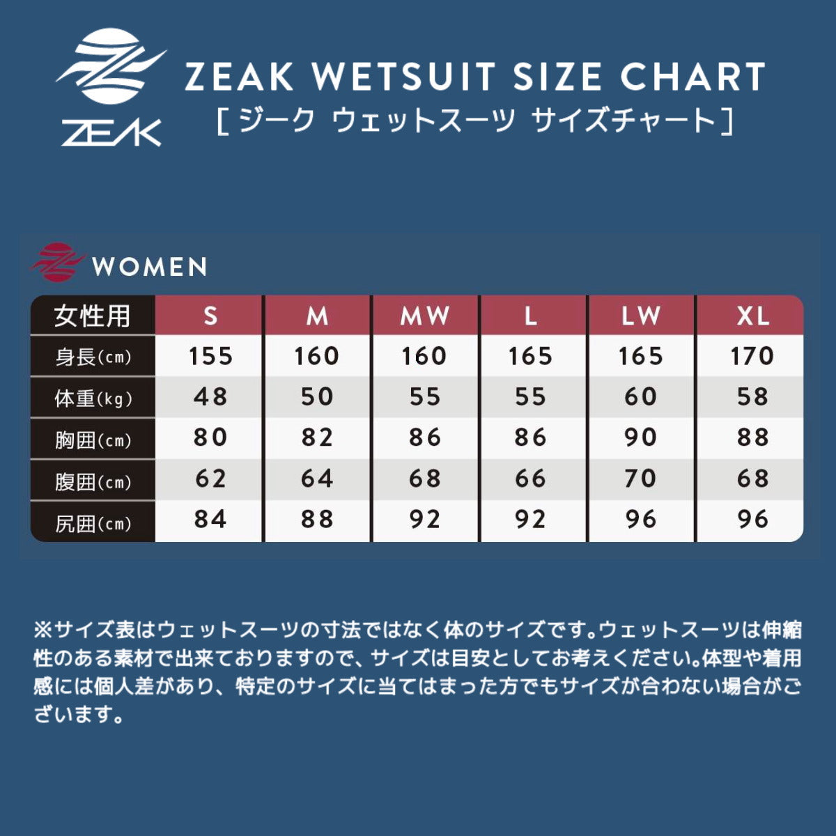 ZEAK女性用パドリストロングジョン